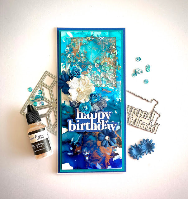 Happy Birthday Alcohol Ink Card - Tania Ridgwell