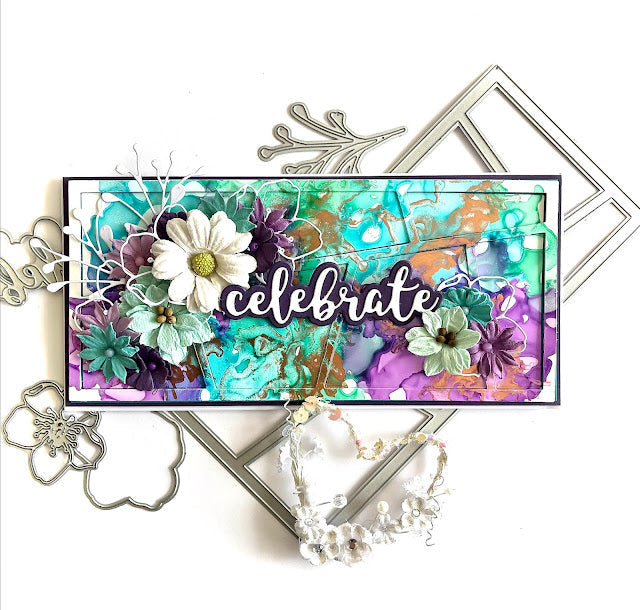 Celebrate Alcohol Ink Card - Tania Ridgwell