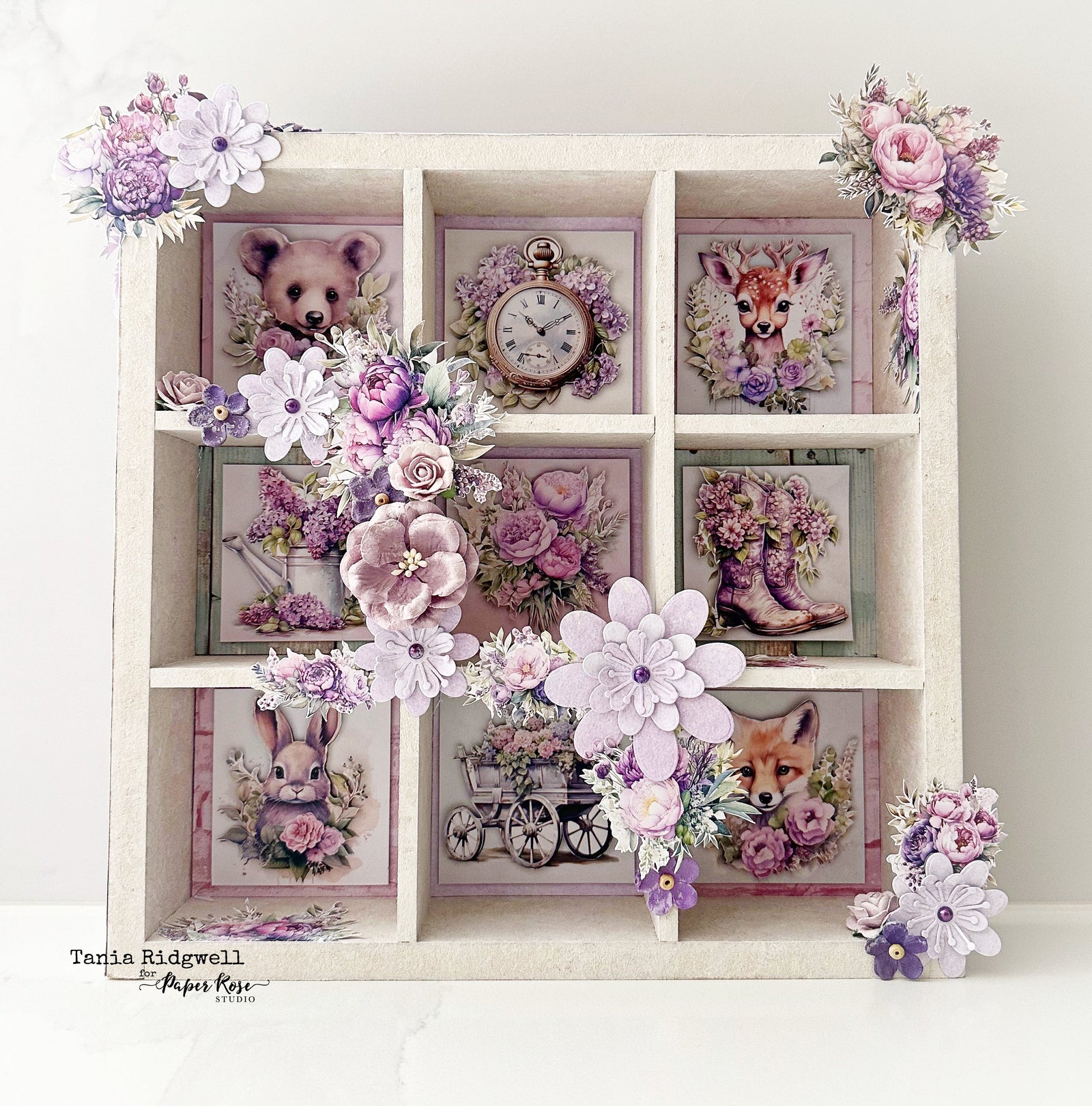 Lavender & Roses Shadow Box - Tania Ridgwell