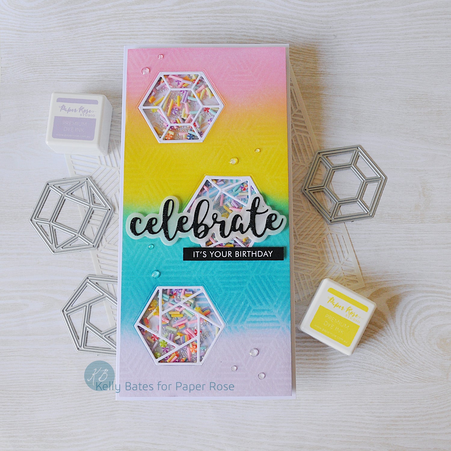 Hexies Shaker Card - Kelly Bates