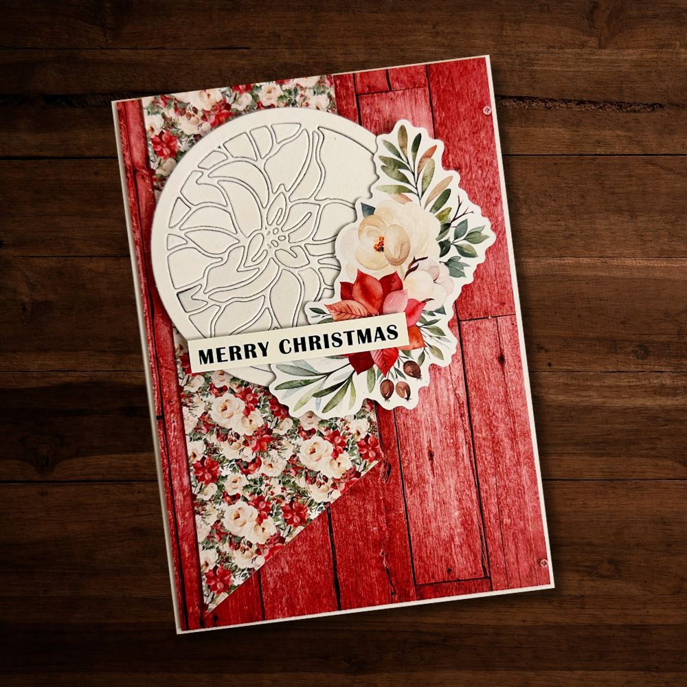 Christmas Poinsettia Circle Metal Cutting Die 30153 - Paper Rose Studio