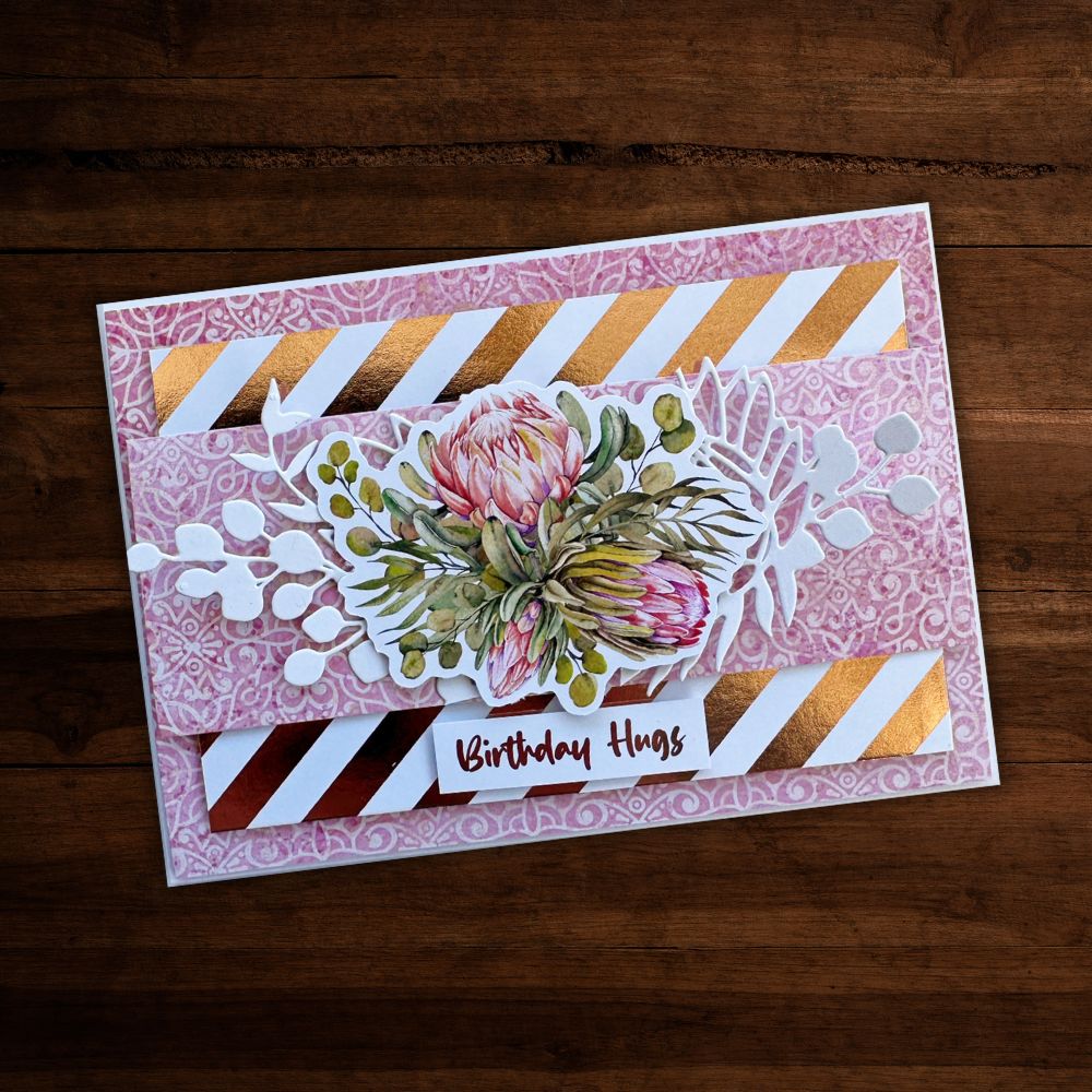 Blooming Proteas - Rose Gold Foil 12x12 Paper Collection 30723 - Paper Rose Studio