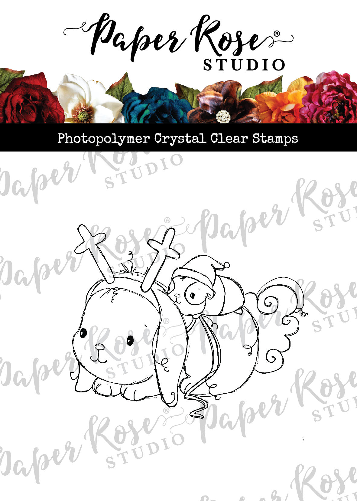 Bunny & Guinea 'Reindeer Ride' Clear Stamp 30705 - Paper Rose Studio