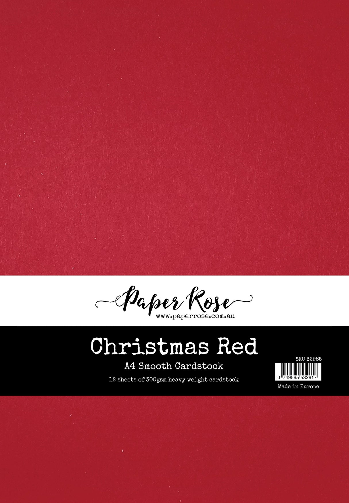 Christmas Red Smooth Cardstock A4 12 sheets 32985 - Paper Rose Studio