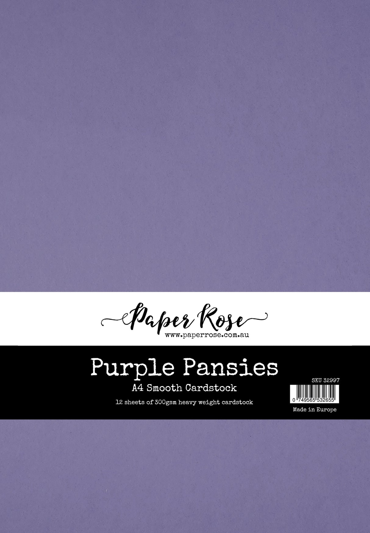 Purple Pansies Smooth Cardstock A4 12 sheets 32997 - Paper Rose Studio