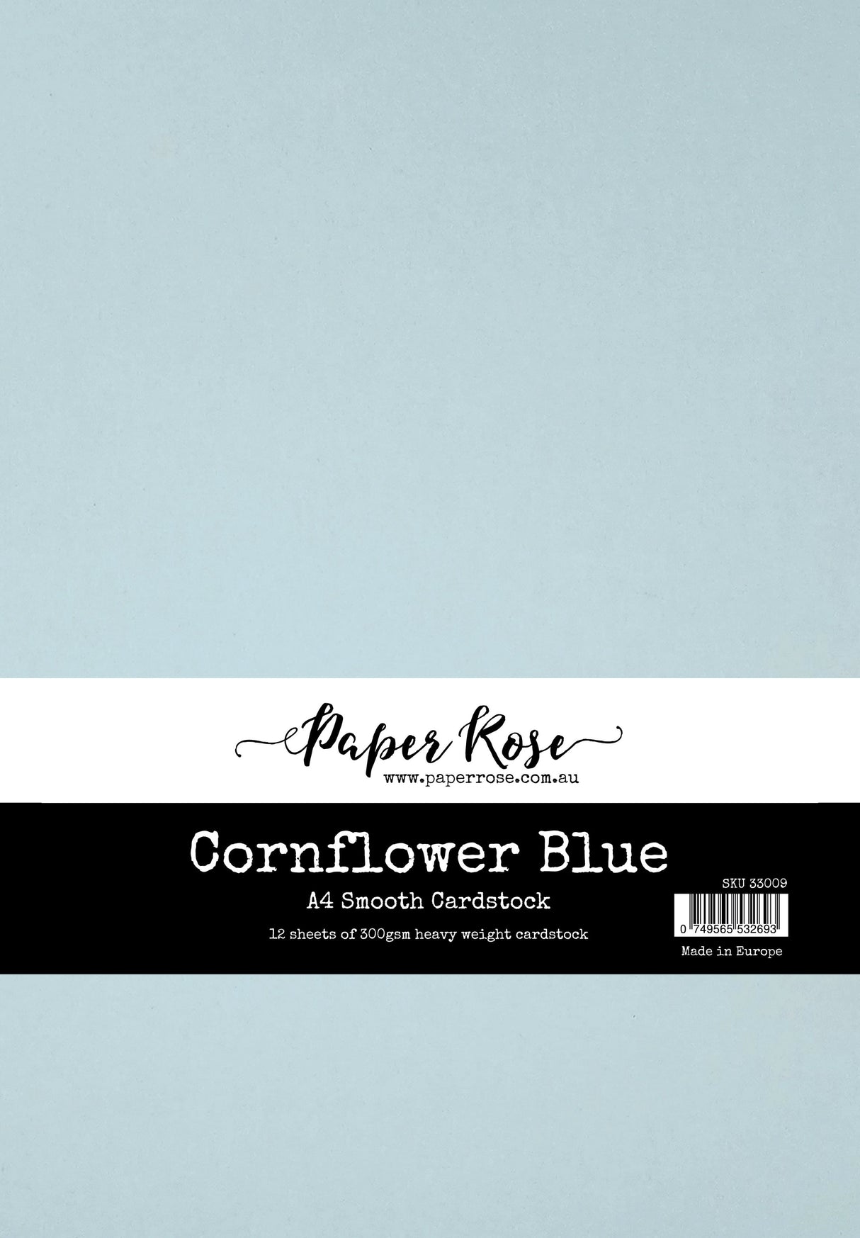 Cornflower Blue Smooth Cardstock A4 12 sheets 33009 - Paper Rose Studio