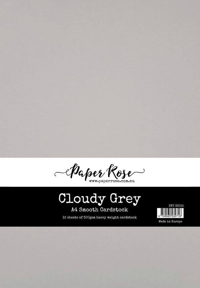 Cloudy Grey Smooth Cardstock A4 12 sheets 33015 - Paper Rose Studio