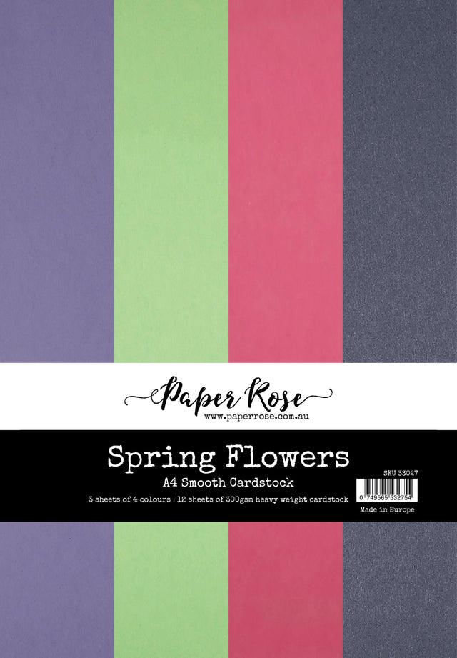 Spring Flowers Assorted Smooth Cardstock A4 12 sheets 33027 - Paper Rose Studio