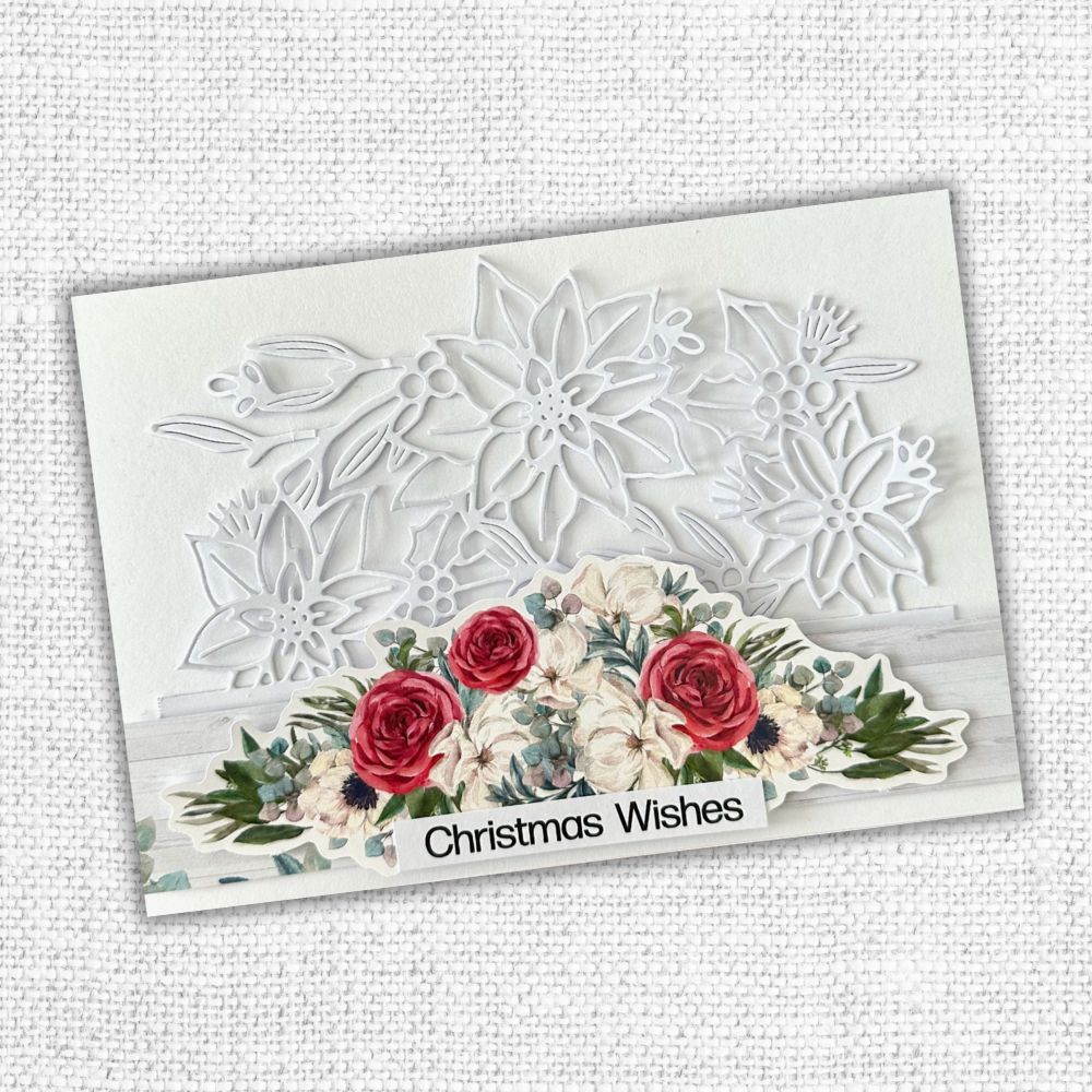 White Christmas Poinsettia Border Metal Cutting Die 32568 - Paper Rose Studio