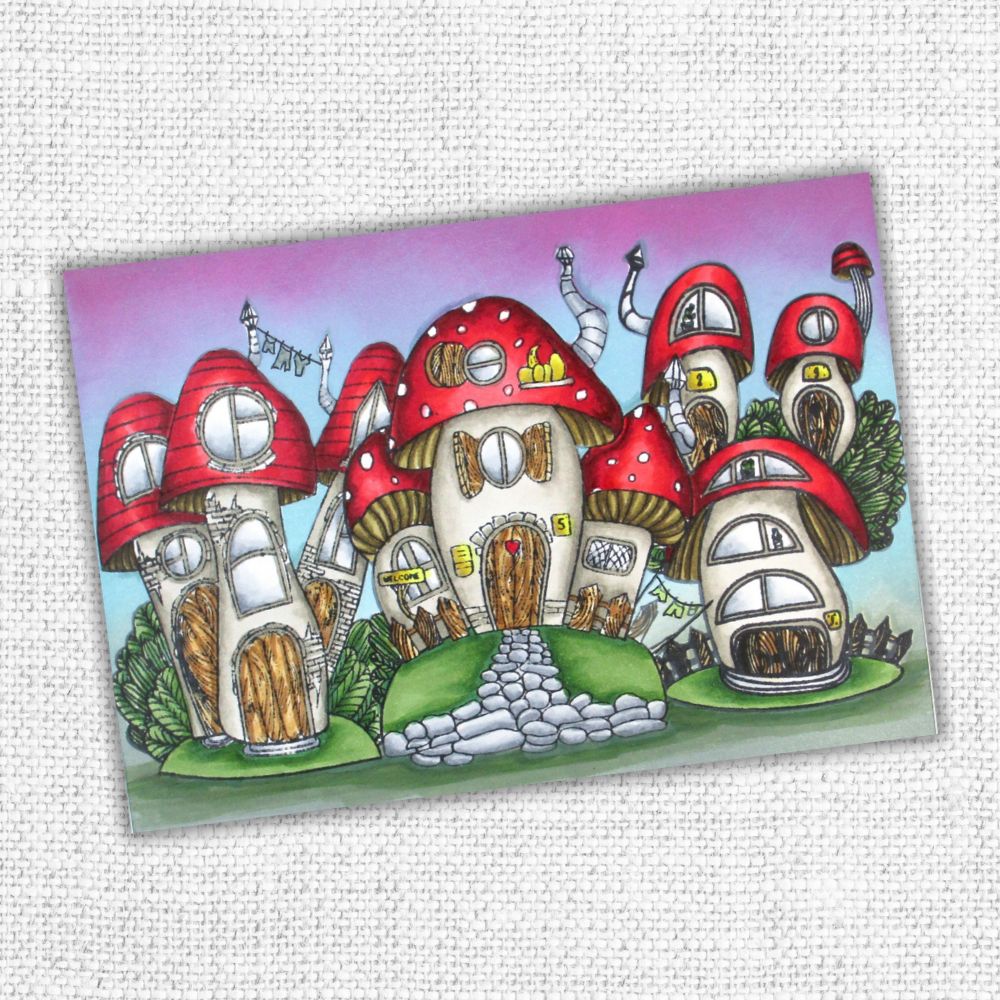 Mushroom House 3 Stamp Set 24622 DISCONTINUED - Paper Rose Studio