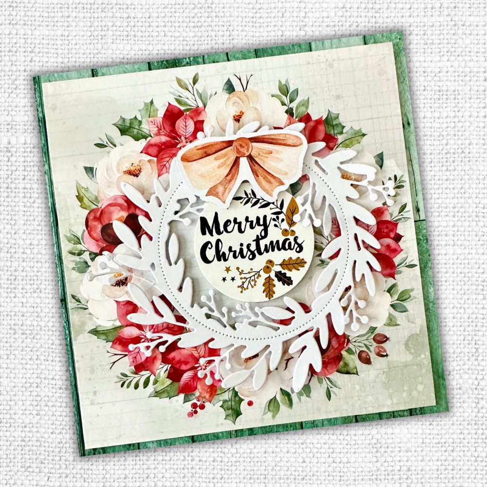 Floral Holly Christmas Wreath Metal Cutting Die 32469 - Paper Rose Studio