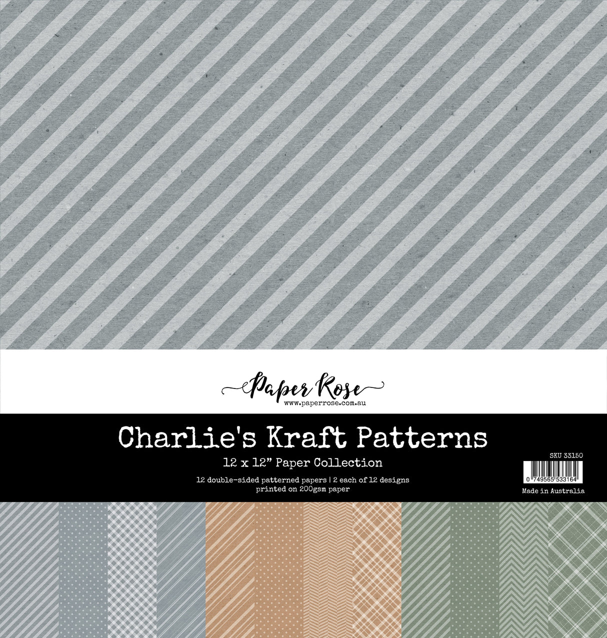 Charlie's Kraft Patterns 12x12 Paper Collection 33150 - Paper Rose Studio