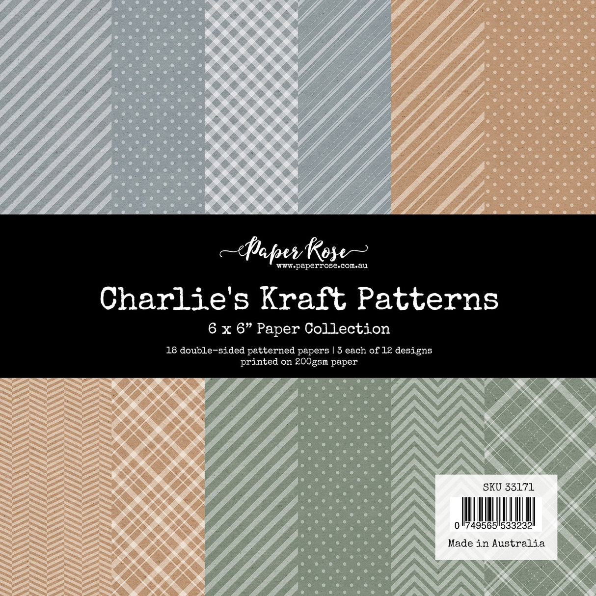 Charlie's Kraft Patterns 6x6 Paper Collection 33171 - Paper Rose Studio