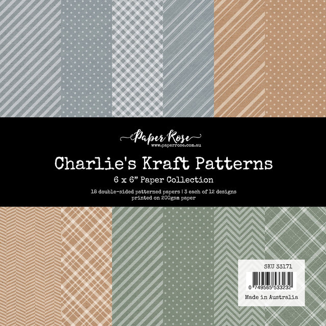 Charlie's Kraft Patterns 6x6 Paper Collection 33171 - Paper Rose Studio