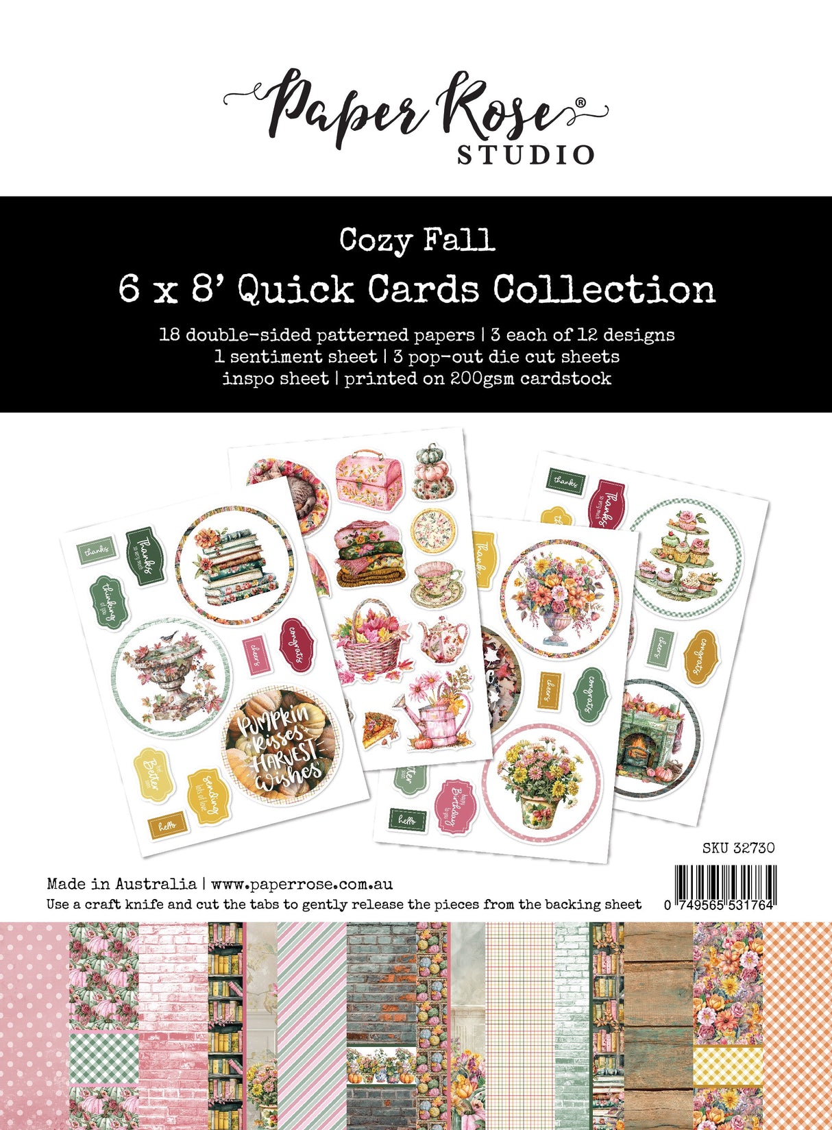 Cozy Fall 6x8" Quick Cards Collection 32730 - Paper Rose Studio