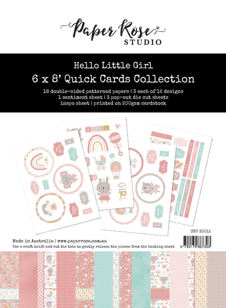 Hello Little Girl 6x8" Quick Cards Collection 30012 - Paper Rose Studio