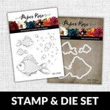 Fish & Bubbles 4x4" CLEAR STAMP & DIE SET 17589 17328 DISCONTINUED - Paper Rose Studio