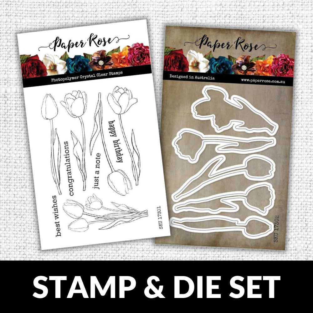 Tulips 4X6" CLEAR STAMP & DIE SET 17301 17302 DISCONTINUED - Paper Rose Studio