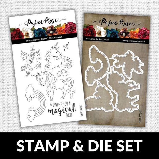 Unicorn Magic 4x6" CLEAR STAMP & DIE SET 17307 17308 DISCONTINUED - Paper Rose Studio