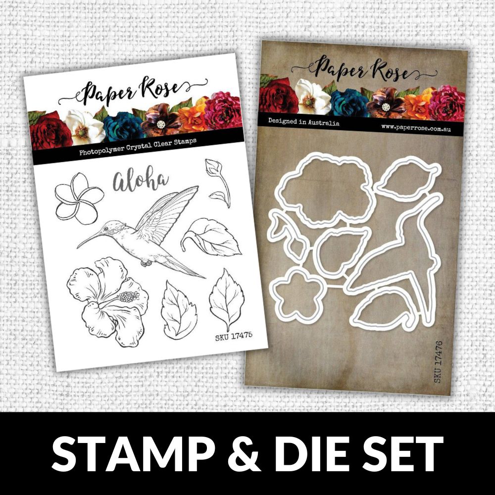 Hummingbird Garden 4x4" CLEAR STAMP & DIE SET 17475 DISCONTINUED - Paper Rose Studio