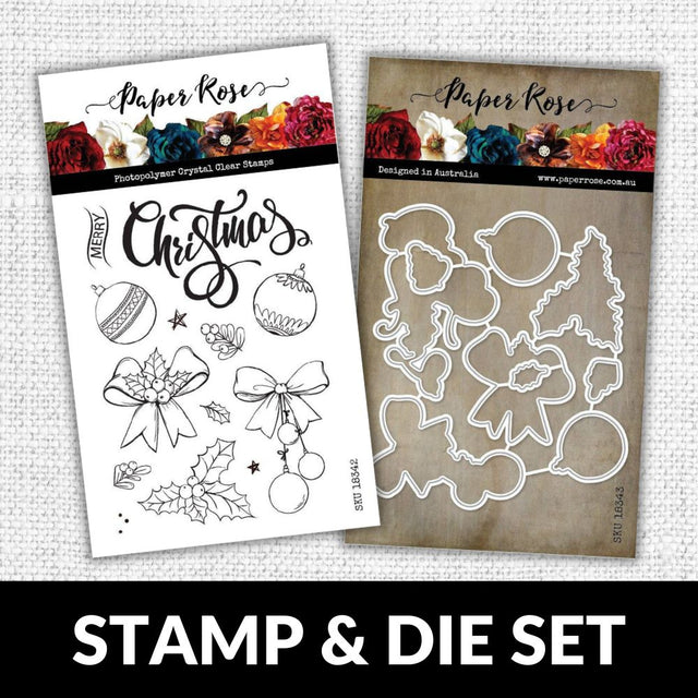 Sketchy Christmas Ornaments 4x6" CLEAR STAMP & DIE SET 18342 18343 DISCONTINUED - Paper Rose Studio