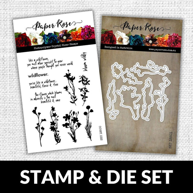 Wildflowers 4x6" CLEAR STAMP & DIE SET 18500 18501 DISCONTINUED - Paper Rose Studio