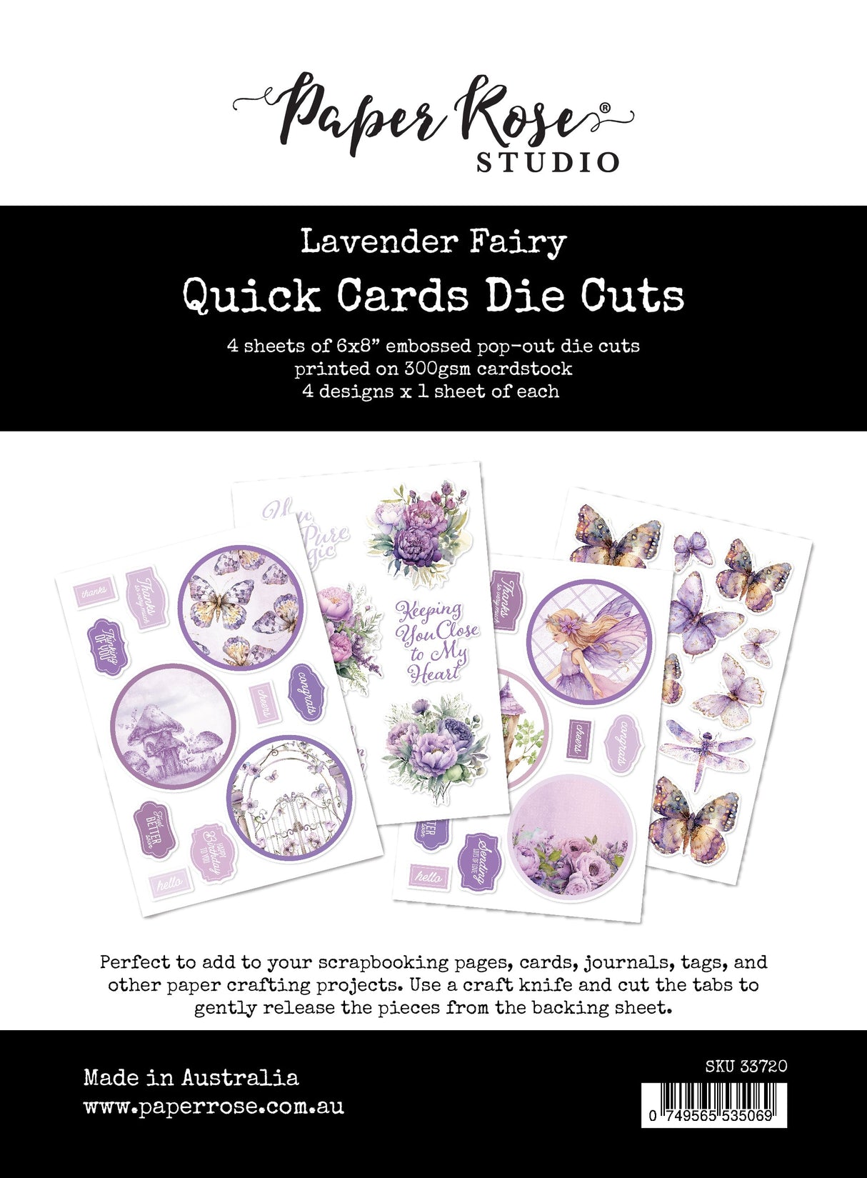 Lavender & Fairies 6x8" Quick Cards Die Cuts 33720 - Paper Rose Studio