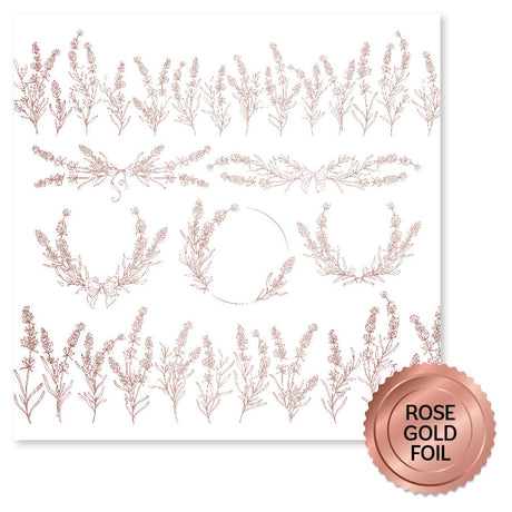 Lavender & Roses Rose Gold Foil D 12x12 Paper (6pc Bulk Pack) 32208 - Paper Rose Studio