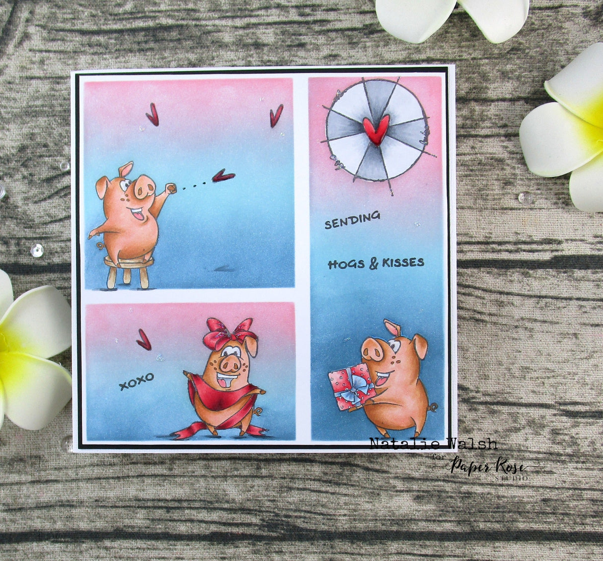 Hogs & Kisses 4x6" Clear Stamp Set 18630 - Paper Rose Studio