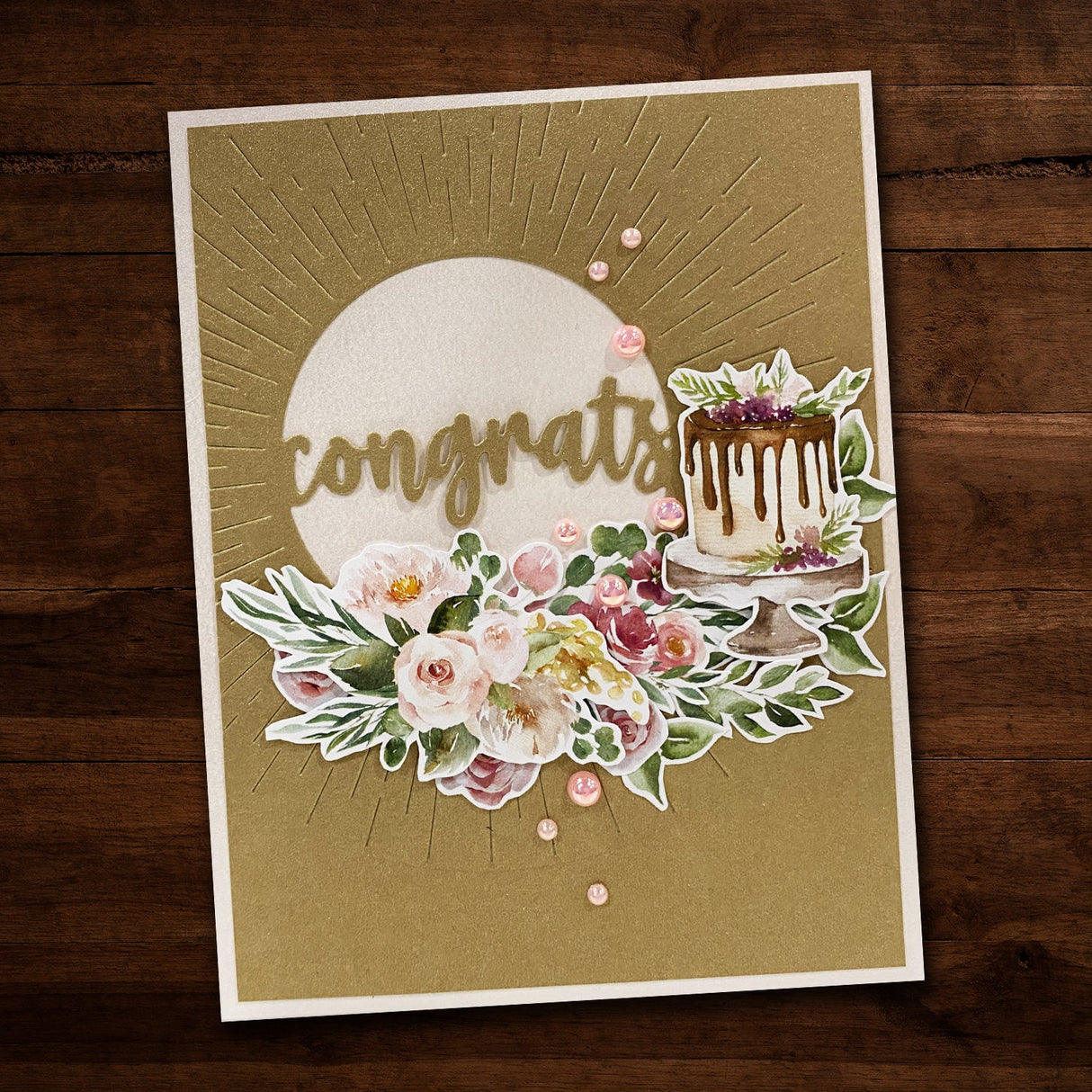 Congrats Circle with Radial Detail Metal Cutting Die 21315 - Paper Rose Studio