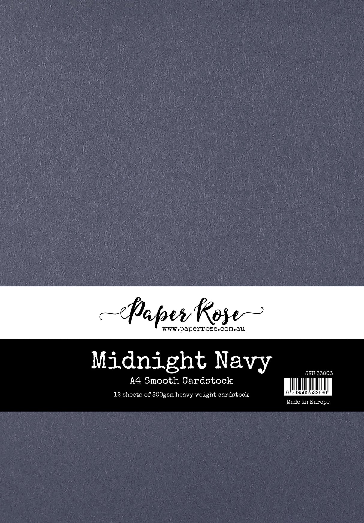 Midnight Navy Smooth Cardstock A4 12 sheets 33006 - Paper Rose Studio