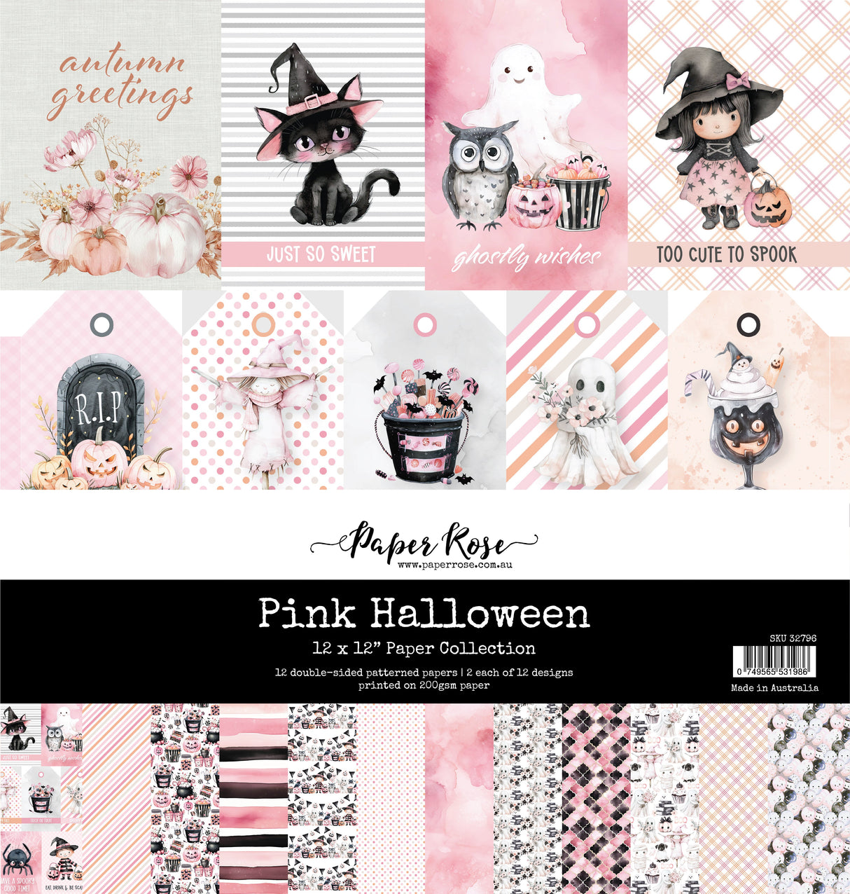 Pink Halloween 12x12 Paper Collection 32796 - Paper Rose Studio