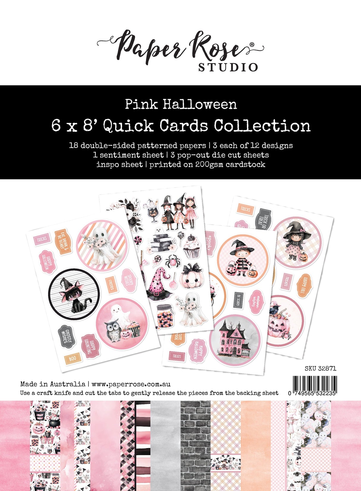 Pink Halloween 6x8" Quick Cards Collection 32871 - Paper Rose Studio