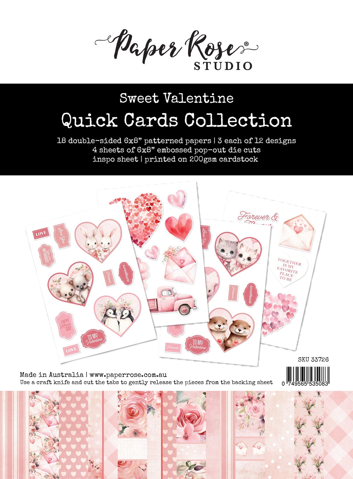 Sweet Valentine 6x8" Quick Cards Collection 33726 - Paper Rose Studio