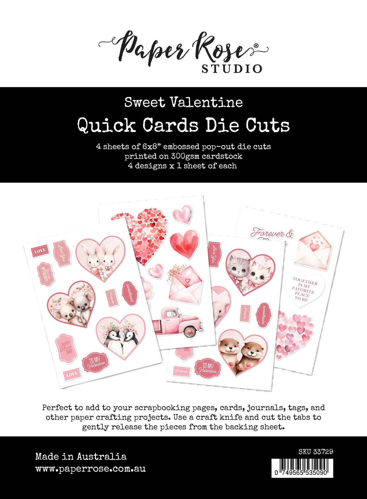 Sweet Valentine 6x8" Quick Cards Die Cuts 33729 - Paper Rose Studio