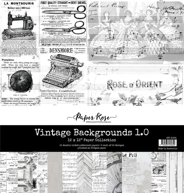 Vintage Backgrounds 1.0  12x12 Paper Collection 32361 - Paper Rose Studio