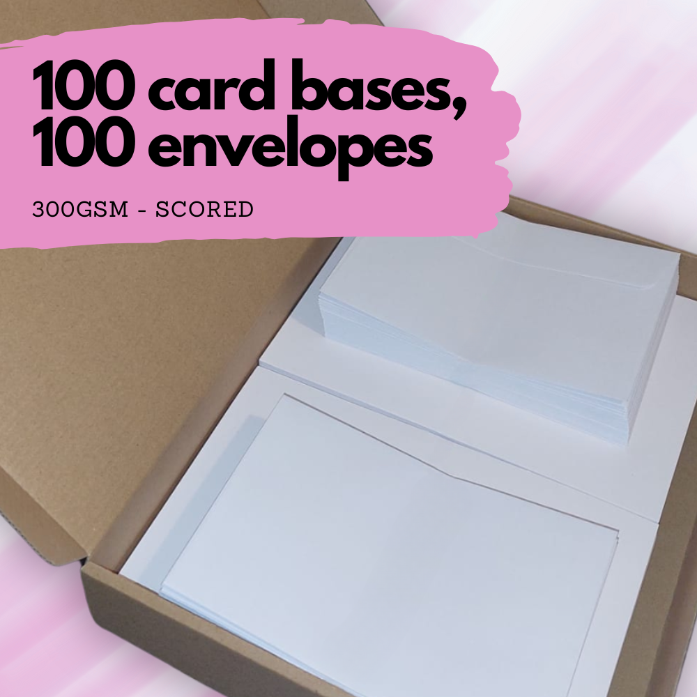 Square Card Bases - 150x150mm -  Bulk Pack 100 Pieces With Envelopes - Paper Rose Studio