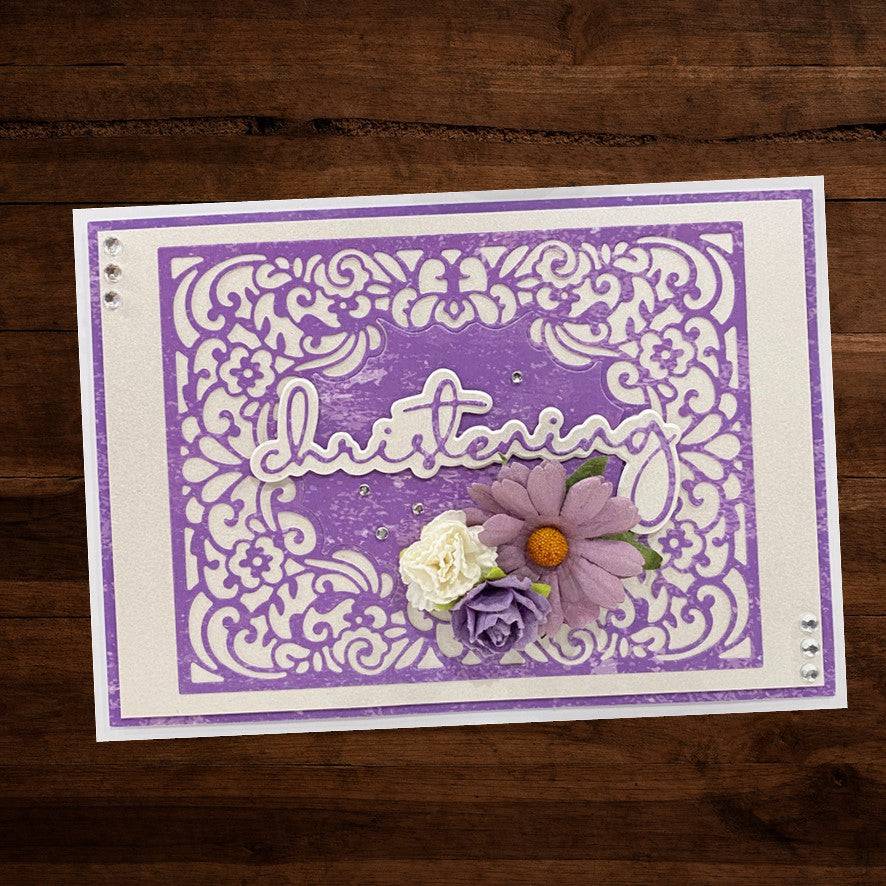 Baptism Christening Fine Script Metal Cutting Die 21423 - Paper Rose Studio