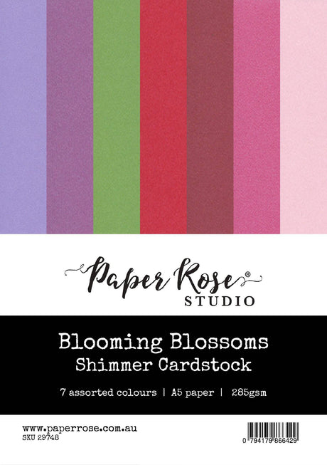 Blooming Blossoms Assorted Shimmer Cardstock A5 7pc 29748 - Paper Rose Studio