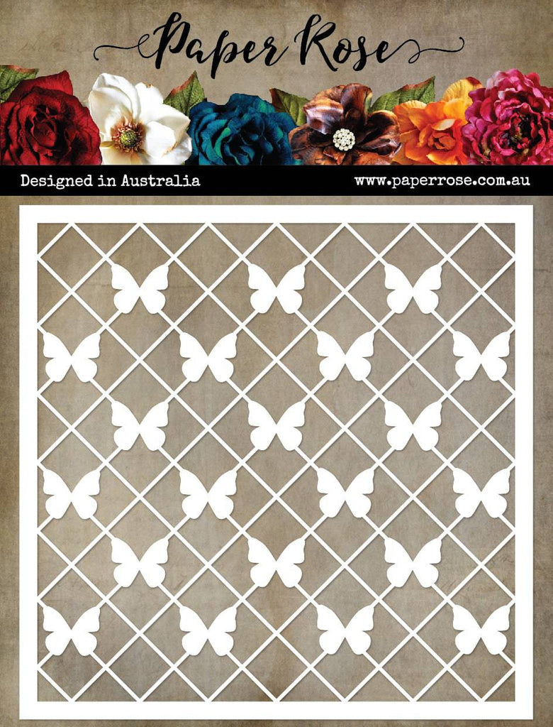 Butterfly Trellis 6x6" Stencil 26497 - Paper Rose Studio