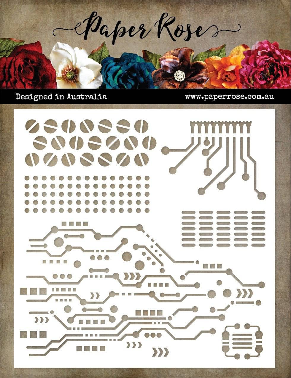 Circuits 6x6" Stencil 19220 - Paper Rose Studio