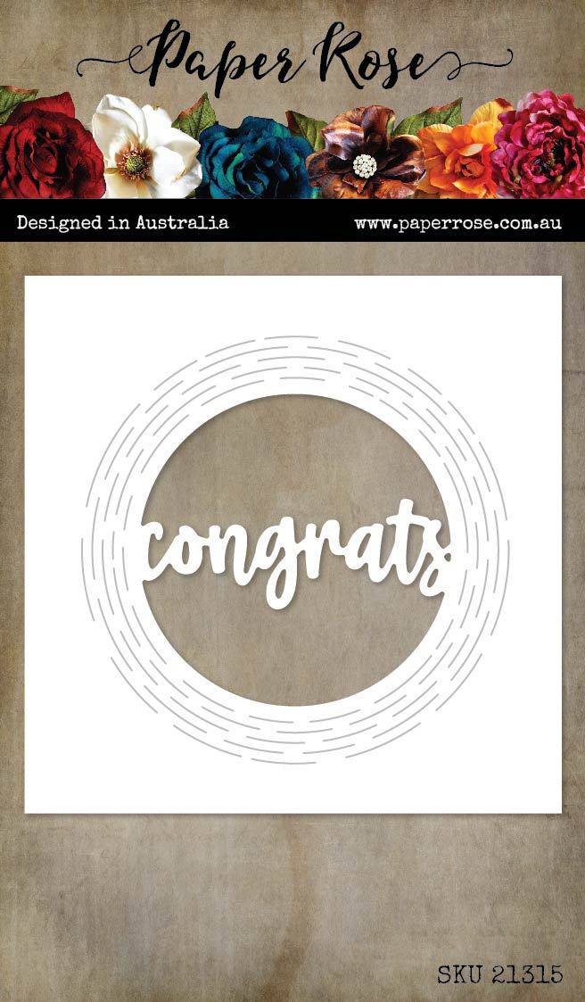 Congrats Circle with Radial Detail Metal Cutting Die 21315 - Paper Rose Studio