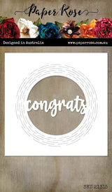 Congrats Circle with Radial Detail Metal Cutting Die 21315 - Paper Rose Studio