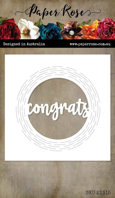 Congrats Circle with Radial Detail Metal Cutting Die 21315 - Paper Rose Studio