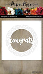 Congrats Circle with Radial Detail Metal Cutting Die 21315 - Paper Rose Studio