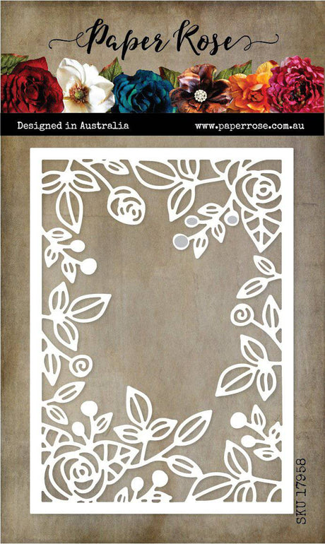 Ella's Garden Rose Rectangle Frame Metal Die 17958 - Paper Rose Studio