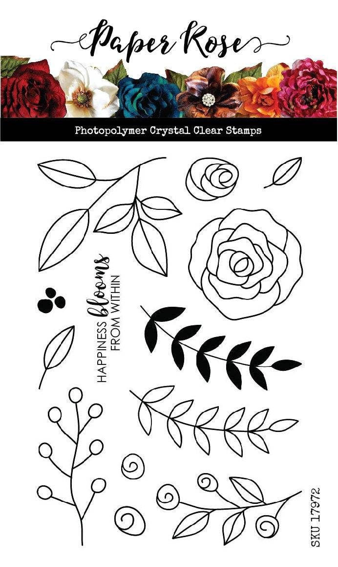 Ella's Garden Scribble Leaves 4x6" Clear Stamp Set 17972 - Paper Rose Studio