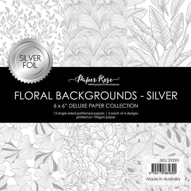 Floral Backgrounds - Silver Foil 6x6 Paper Collection 29290 - Paper Rose Studio