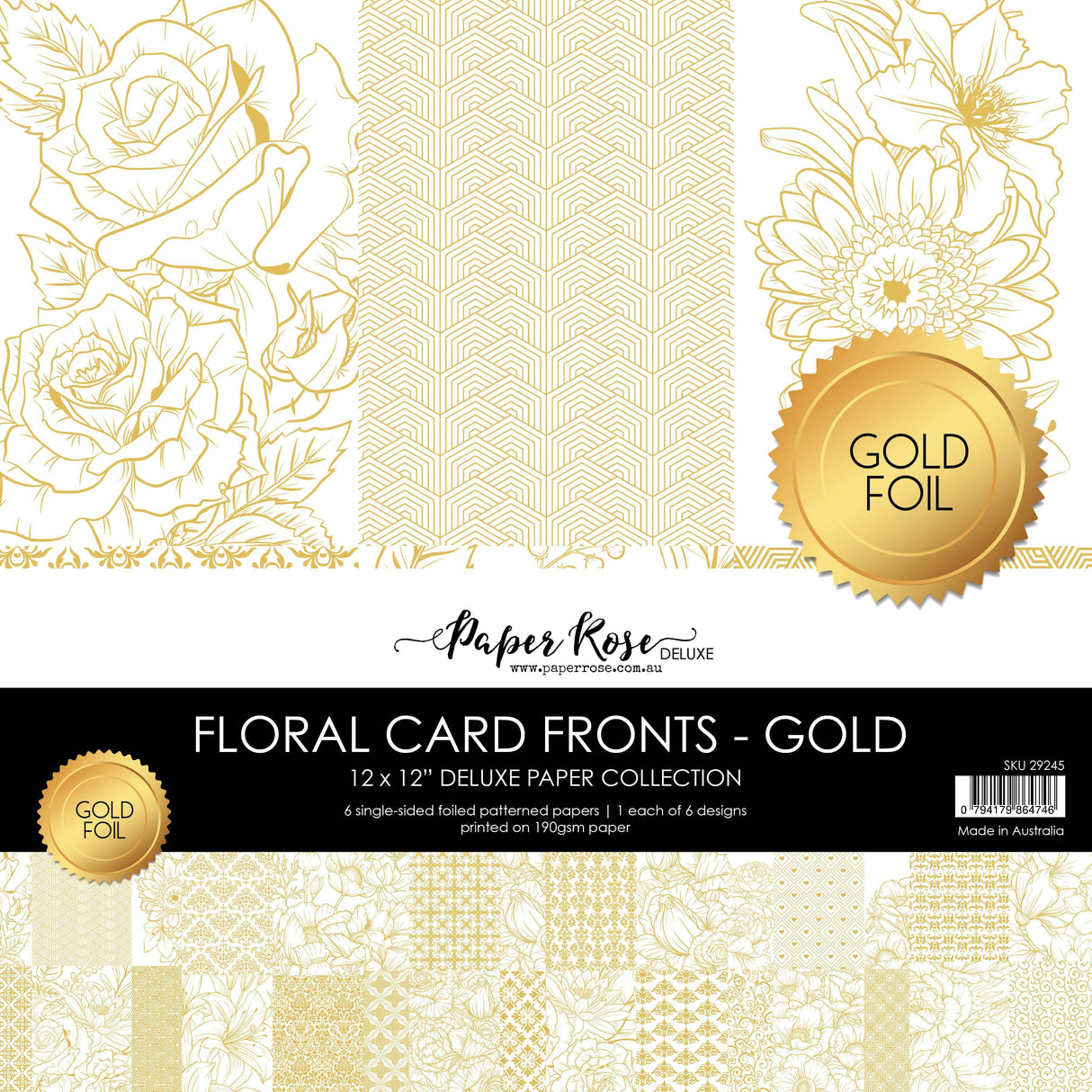 Floral Card Fronts - Gold Foil 12x12 Paper Collection 29245 - Paper Rose Studio