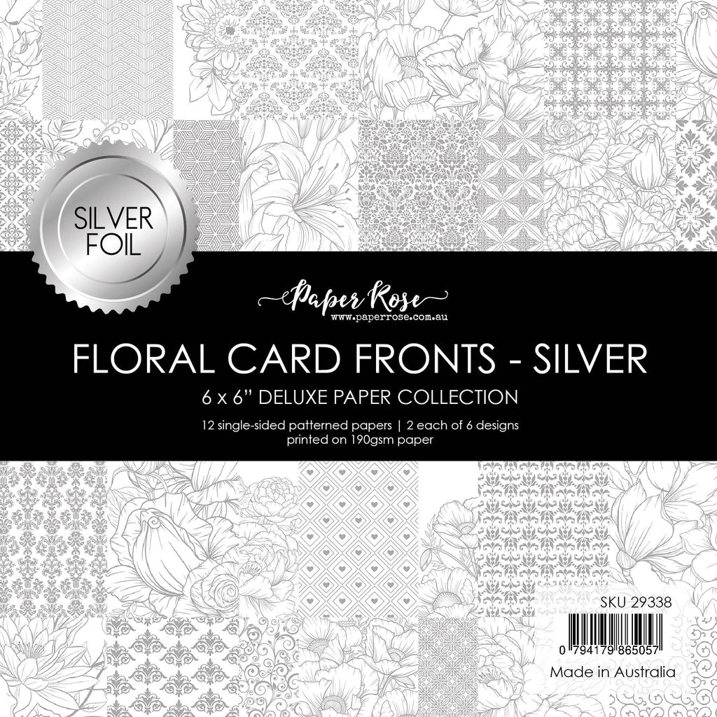 Floral Card Fronts - Silver Foil 6x6 Paper Collection 29338 - Paper Rose Studio